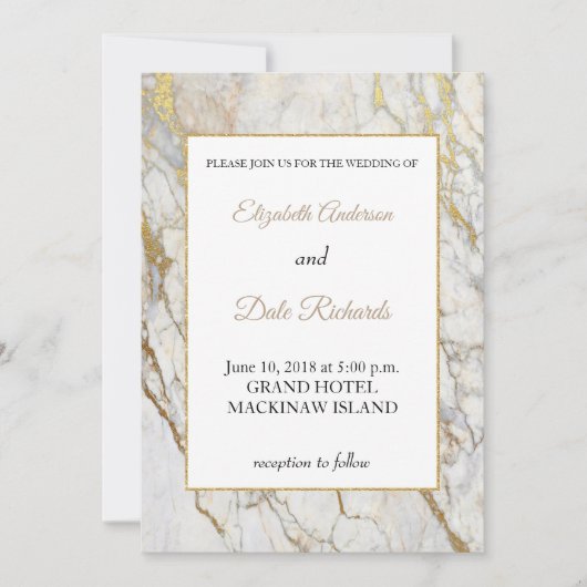 Gold Marble Wedding Uitnodiging (Voorkant)