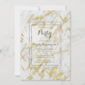 Gold & Marbre blanc Glam Invitations de la fête mo (Devant)