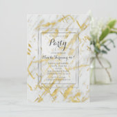 Gold & Marbre blanc Glam Invitations de la fête mo (Debout devant)