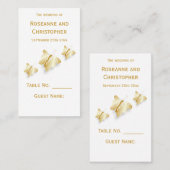 Gold Mariage Place Paramètre Carte Papillons Desig (Devant / Derrière)