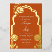 Gold Marigold Faire-part de mariage indien (Recto)