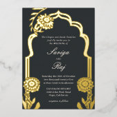 Gold Marigold Faire-part de mariage indien (Recto)