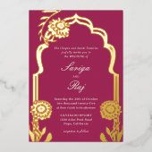 Gold Marigold Faire-part de mariage indien (Recto)