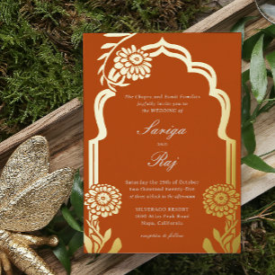 Gold Marigold Faire-part de mariage indien
