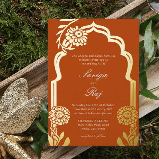 Gold Marigold Faire-part de mariage indien