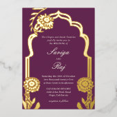 Gold Marigold Faire-part de mariage indien (Recto)