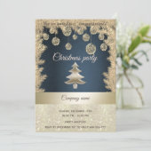 Gold marineblauw kerstfeest kaart (Staand voorkant)