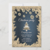 Gold marineblauw kerstfeest kaart (Voorkant)