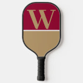 Gold & Maroon College Team Kleuren Monogram Pickleball Paddle (Achterkant)