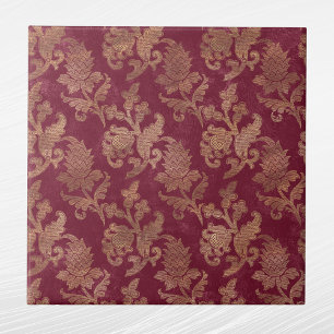 Gold Maroon Floral Damask Tegeltje