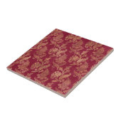  Gold Maroon Floral Damask Tegeltje (Zijkant)