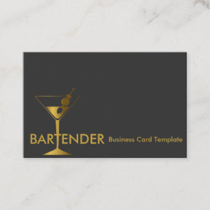 Gold Martini Cocktail Bartender Carte de visite