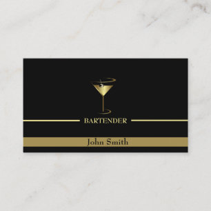 Gold Martini Logo Bartender Visitekaartje