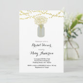 Gold Mason Jar Invitation de la douche nuptiale (Debout devant)