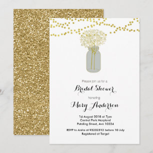 Gold Mason Jar Invitation de la douche nuptiale