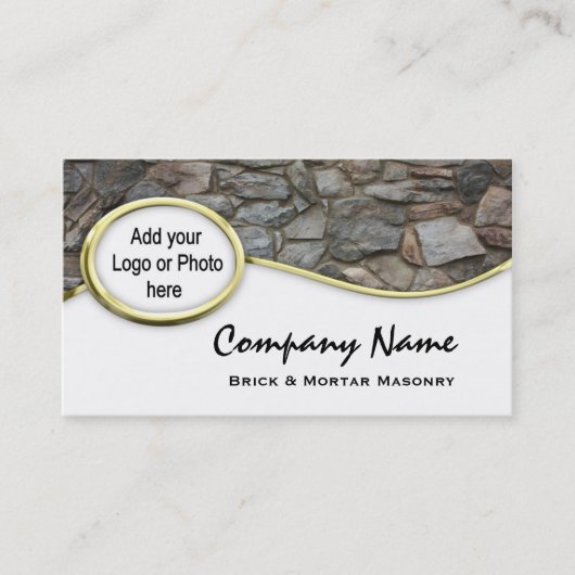 Gold Masonry Rock Logo Foto Visitekaartjes (Voorkant)