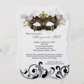 Gold Masquerade Ball Mask Costume Halloween Part Kaart (Voorkant / Achterkant)