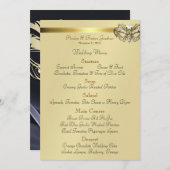 Gold Masquerade Black Jewel Wedding Menu (Voorkant / Achterkant)