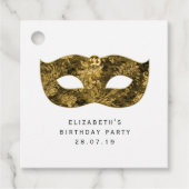  Gold Masquerade Masker en Damask Bedankjes Labels (Voorkant)