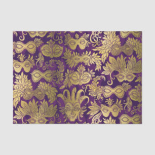 Gold Masquerade maskers op Paars patroon Tissuepapier