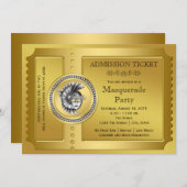 Gold Masquerade Party Kaart (Voorkant / Achterkant)