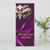 Gold Masquerade Pink Bridal Shower Kaart (Staand voorkant)