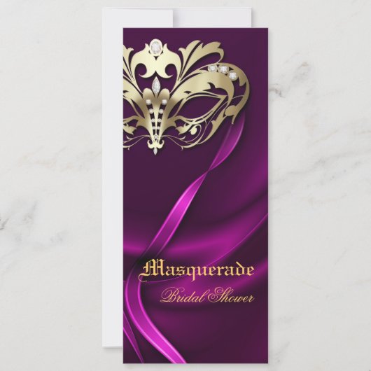 Gold Masquerade Pink Bridal Shower Kaart (Voorkant)