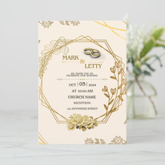 Gold Matt Faire-part de mariage 0.2 Conception (Debout devant)