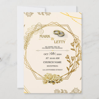 Gold Matt Wedding Invitation 0.2 Ontwerp Kaart