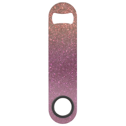 Gold Mauve Paars Sparkly Glitter Ombre Monogram Speed Flessenopener (Achterkant)