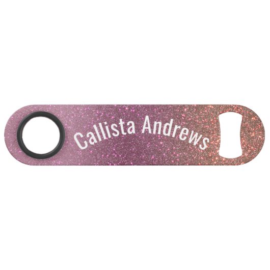 Gold Mauve Paars Sparkly Glitter Ombre Name Speed Flessenopener (Voorkant (Horizontaal))