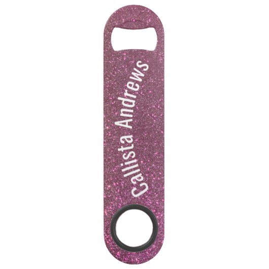Gold Mauve Paars Sparkly Glitter Ombre Name Speed Flessenopener (Achterkant)