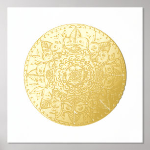 Gold Medallion Mandala Art Folie Afdrukken