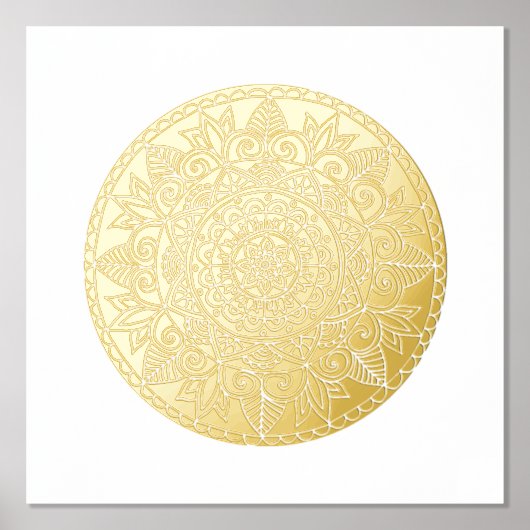 Gold Medallion Mandala Art Folie Afdrukken (Voorkant)
