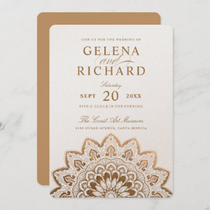 Gold Medallion Shimmer Mandala Wedding Kaart