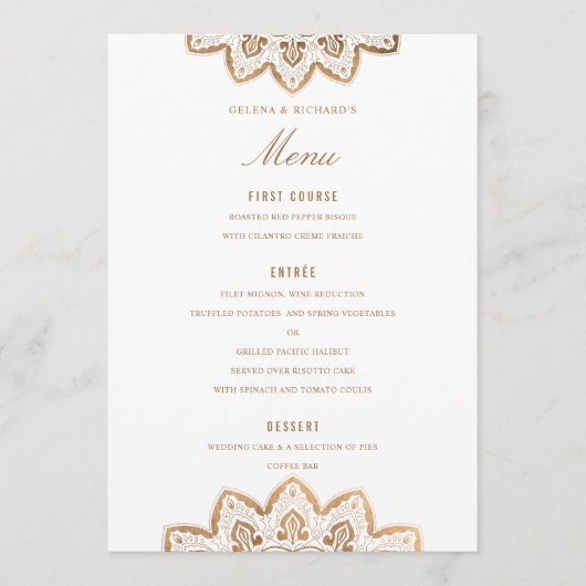 Gold Medallion Wedding Menu (Voorkant)