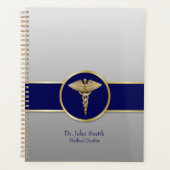 Gold Medical Caduceus Blue Professional Planner (Voorkant)