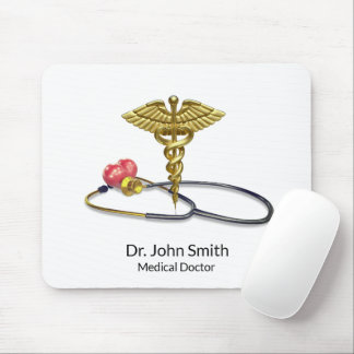 Gold Medical Stethoscope & Caduceus with Heart Muismat