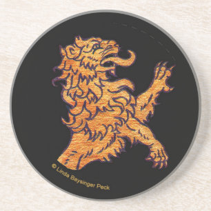 Gold Medieval Lion Black Zandsteen Onderzetter