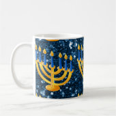Gold Menorah Blue Faux Koffiemok (Links)