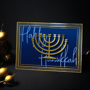 Gold Menorah Hanukkah Kaart