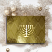 Gold Menorah Hanukkah Kaart