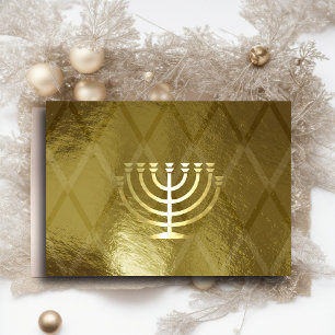 Gold Menorah Hanukkah Kaart