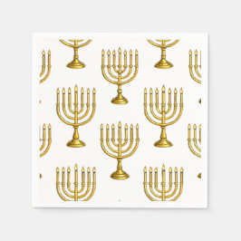 Gold Menorah Pattern Hanukkah Napkins Servet