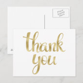 Gold merci cartes postales, police de feuille (Devant / Derrière)