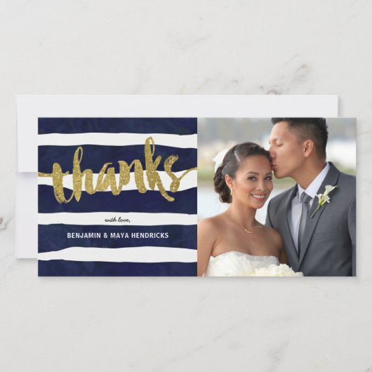 Gold Merci Mariage rayé Merci photo (Devant)