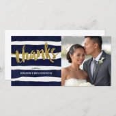 Gold Merci Mariage rayé Merci photo (Devant / Derrière)