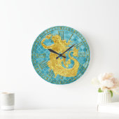 Gold  Mermaid Aqua Zee Glass Grote Klok (Huis)