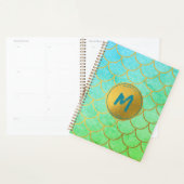 Gold Mermaid Scales Blauwgroen Glitter Pattern Mon Planner (Display)
