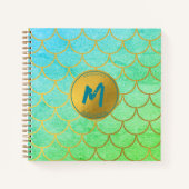 Gold Mermaid Scales Blauwgroen Glitter Sketchbook Notitieboek (Voorkant)